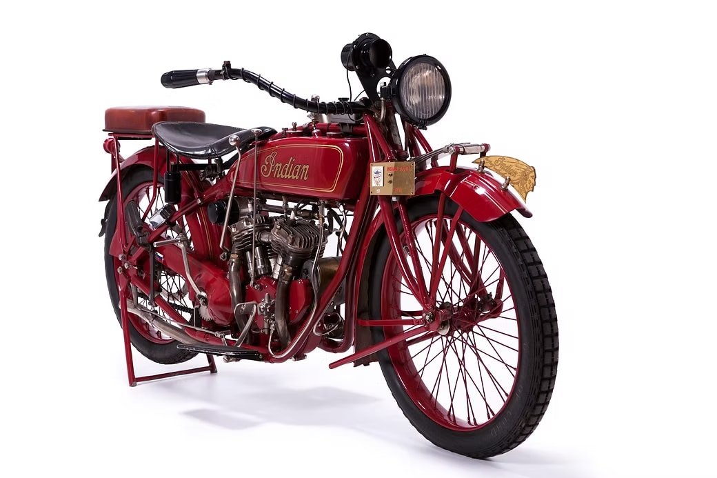 Indian Scout 1924 iconic middleweight V-twin motorcycle - classic American bike that defined Indian Motorcycle identity, vintage restoration at GROM Museum Vransko